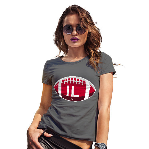 Womens Novelty T Shirt Christmas IL Illinois State Football Women's T-Shirt X-Large Dark Grey