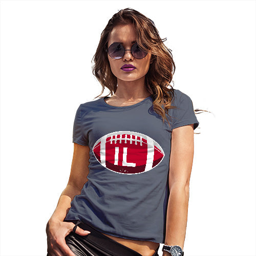 Novelty Gifts For Women IL Illinois State Football Women's T-Shirt Large Navy