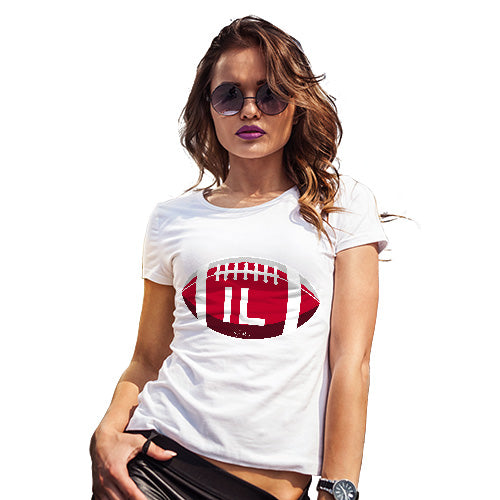 Womens Funny T Shirts IL Illinois State Football Women's T-Shirt Medium White