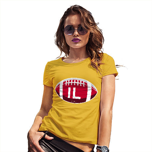 Novelty Gifts For Women IL Illinois State Football Women's T-Shirt Medium Yellow