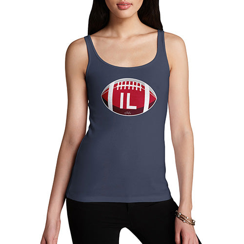 Novelty Tank Top Women IL Illinois State Football Women's Tank Top Small Navy