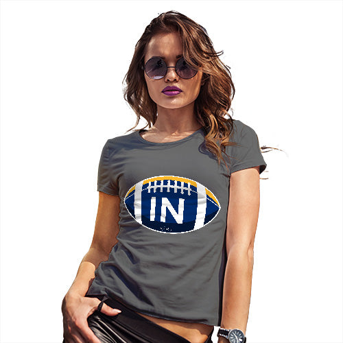 Womens Novelty T Shirt IN Indiana State Football Women's T-Shirt X-Large Dark Grey