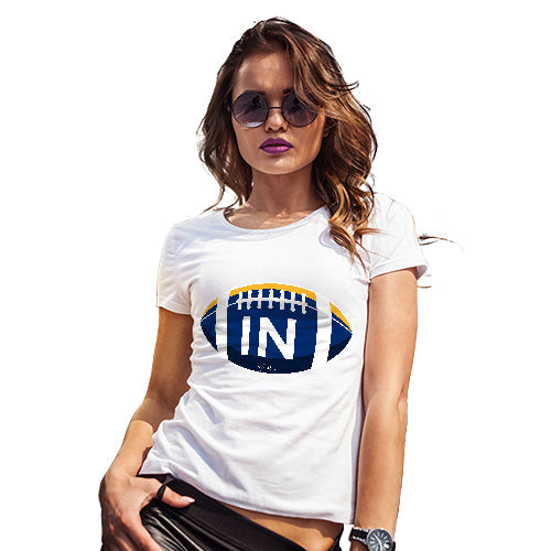 Novelty Tshirts Women IN Indiana State Football Women's T-Shirt Large White