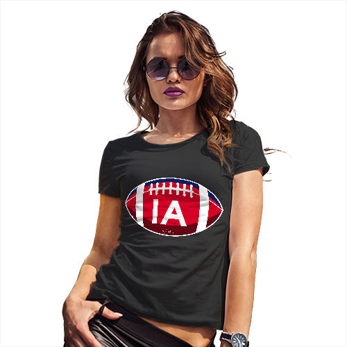 Novelty Tshirts Women IA Iowa State Football Women's T-Shirt Medium Black