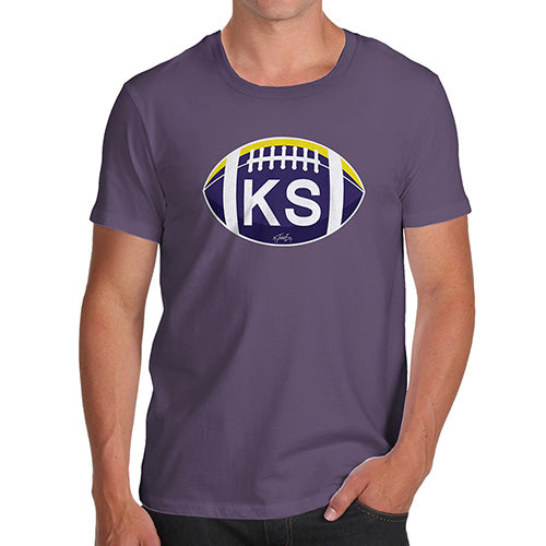 Novelty Tshirts Men KA Kansas State Football Men's T-Shirt Large Plum