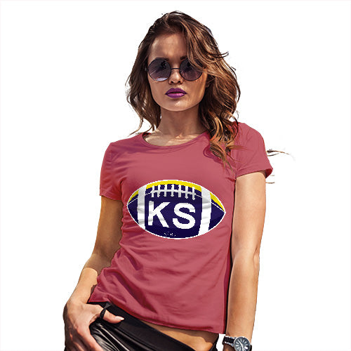 Novelty Tshirts Women KA Kansas State Football Women's T-Shirt Small Red