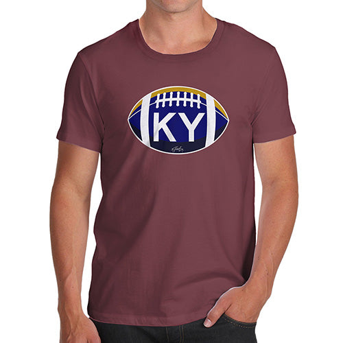 Mens Novelty T Shirt Christmas KY Kentucky State Football Men's T-Shirt Small Burgundy
