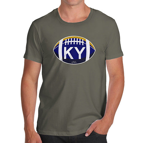 Novelty T Shirts For Dad KY Kentucky State Football Men's T-Shirt Medium Khaki
