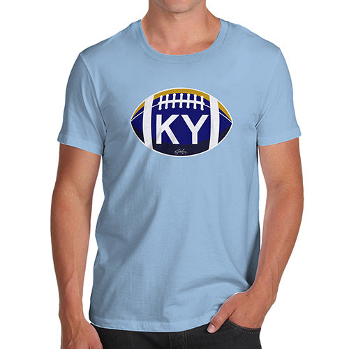 Funny Mens Tshirts KY Kentucky State Football Men's T-Shirt Large Sky Blue
