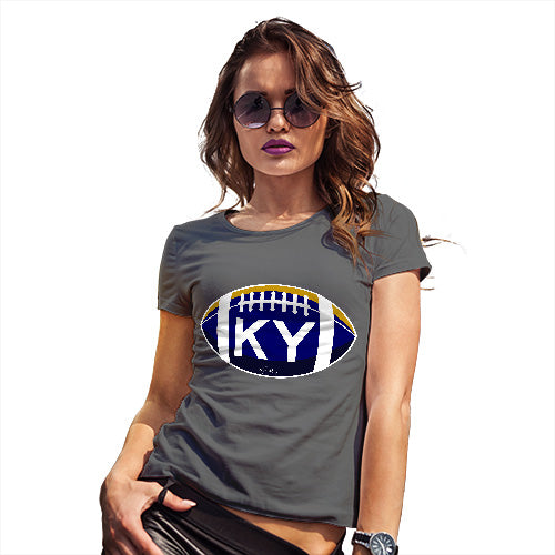 Novelty Tshirts Women KY Kentucky State Football Women's T-Shirt Large Dark Grey