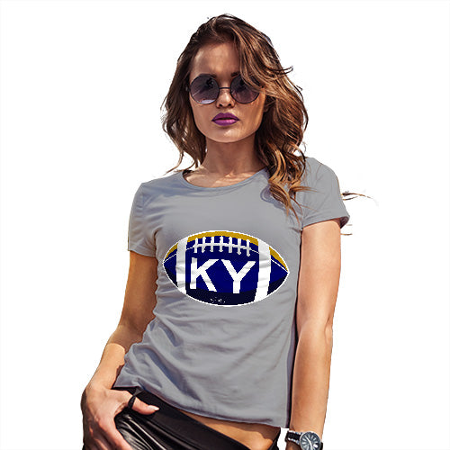 Womens Funny Tshirts KY Kentucky State Football Women's T-Shirt X-Large Light Grey