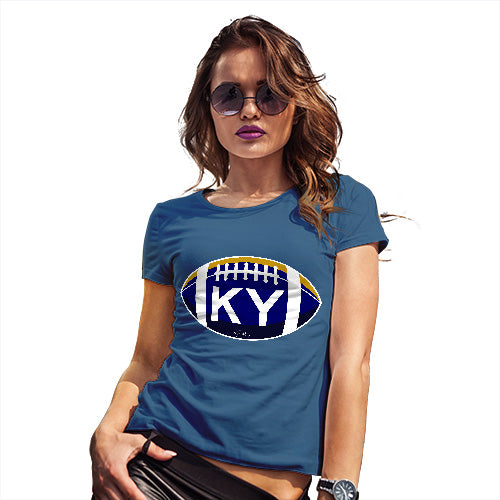 Funny T Shirts For Women KY Kentucky State Football Women's T-Shirt Large Royal Blue