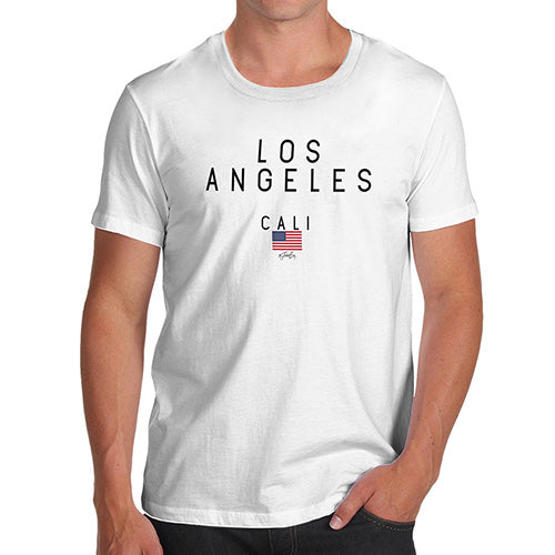 Mens Novelty T Shirt Christmas Los Angeles Cali Men's T-Shirt Large White