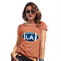 Womens Novelty T Shirt LA Louisiana State Football Women's T-Shirt Medium Orange