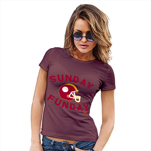 Funny T Shirts For Mom Sunday Funday Women's T-Shirt Small Burgundy