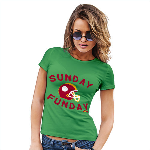 Funny T-Shirts For Women Sunday Funday Women's T-Shirt X-Large Green