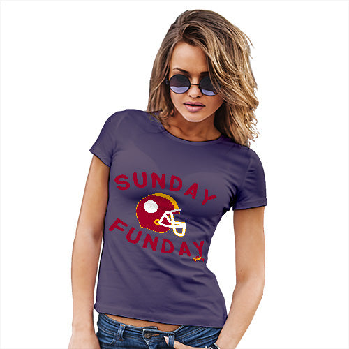 Funny T-Shirts For Women Sunday Funday Women's T-Shirt X-Large Plum