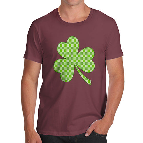 Novelty T Shirts For Dad Tartan Shamrock Men's T-Shirt Large Burgundy