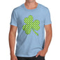 Funny Tee Shirts For Men Tartan Shamrock Men's T-Shirt Large Sky Blue