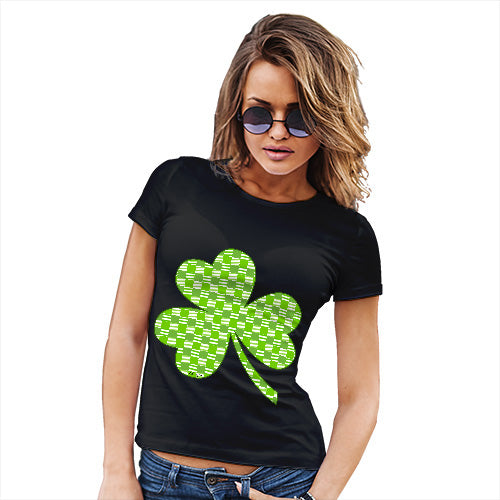 Womens Novelty T Shirt Tartan Shamrock Women's T-Shirt Large Black