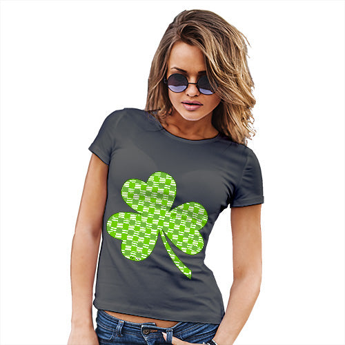 Womens Humor Novelty Graphic Funny T Shirt Tartan Shamrock Women's T-Shirt Large Dark Grey