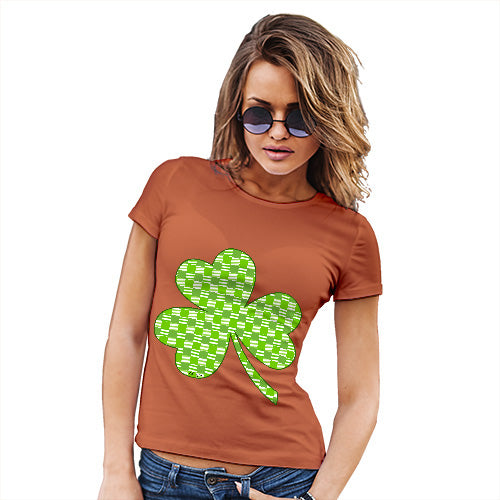 Womens Funny Sarcasm T Shirt Tartan Shamrock Women's T-Shirt Medium Orange