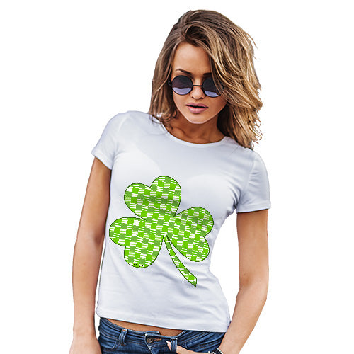 Womens Humor Novelty Graphic Funny T Shirt Tartan Shamrock Women's T-Shirt Small White