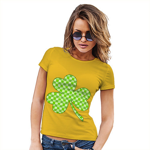 Womens Novelty T Shirt Christmas Tartan Shamrock Women's T-Shirt X-Large Yellow