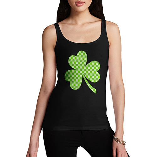 Funny Tank Top For Women Tartan Shamrock Women's Tank Top Medium Black