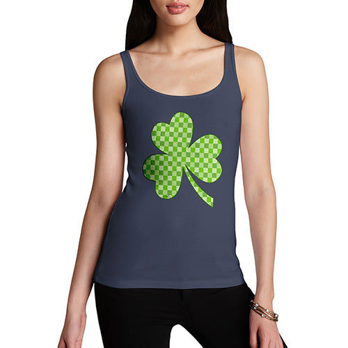 Womens Novelty Tank Top Tartan Shamrock Women's Tank Top Large Navy