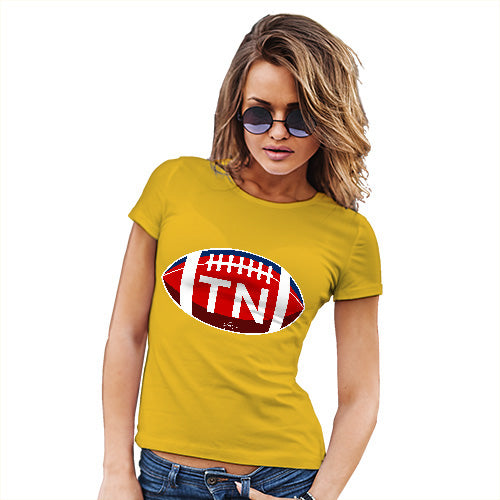 Womens Funny Tshirts TN Tennessee State Football Women's T-Shirt Large Yellow
