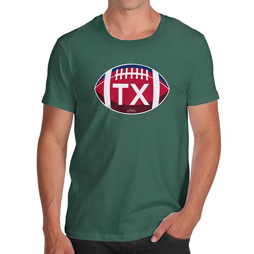 Novelty T Shirts For Dad TX Texas State Football Men's T-Shirt Large Bottle Green