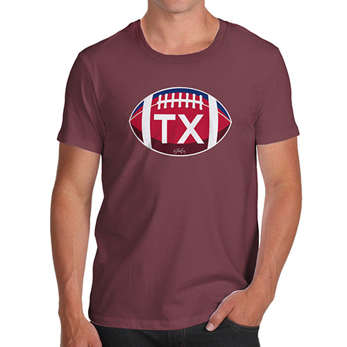 Mens Novelty T Shirt Christmas TX Texas State Football Men's T-Shirt Medium Burgundy