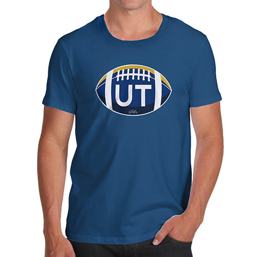 Novelty Tshirts Men Funny UT Utah State Football Men's T-Shirt Small Royal Blue