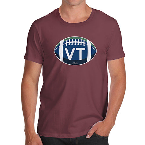 Mens Humor Novelty Graphic Sarcasm Funny T Shirt VT Vermont State Football Men's T-Shirt Medium Burgundy