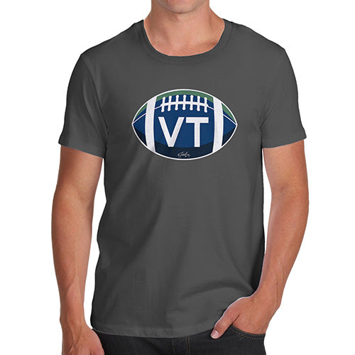 Funny Mens Tshirts VT Vermont State Football Men's T-Shirt Large Dark Grey