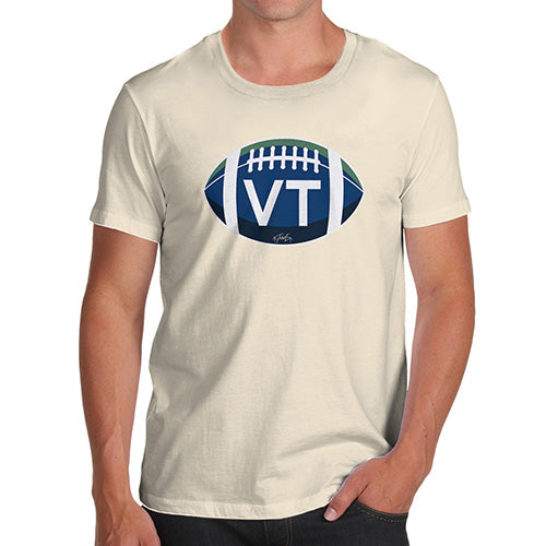 Mens Humor Novelty Graphic Sarcasm Funny T Shirt VT Vermont State Football Men's T-Shirt Medium Natural