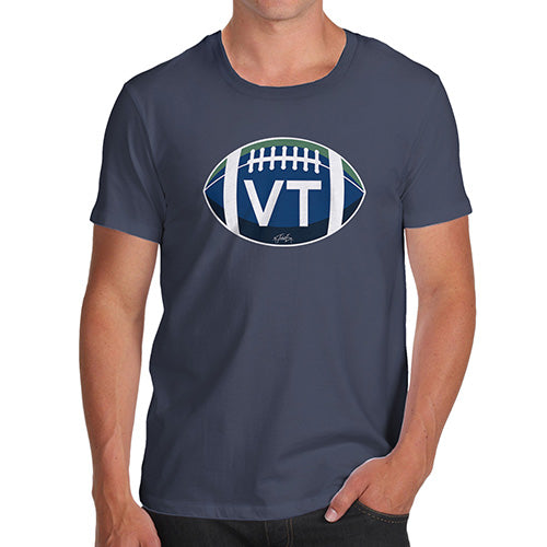 Funny T-Shirts For Men Sarcasm VT Vermont State Football Men's T-Shirt Large Navy