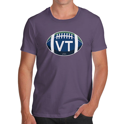 Novelty T Shirts For Dad VT Vermont State Football Men's T-Shirt X-Large Plum