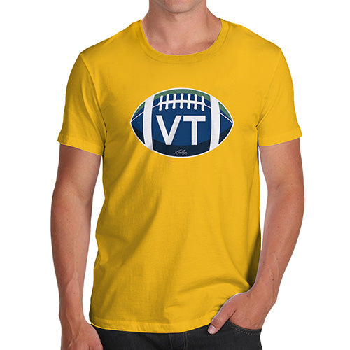 Funny Tee For Men VT Vermont State Football Men's T-Shirt Large Yellow