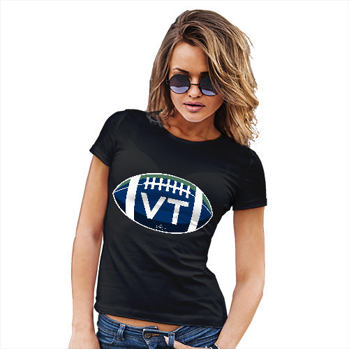 Womens Funny Sarcasm T Shirt VT Vermont State Football Women's T-Shirt Small Black