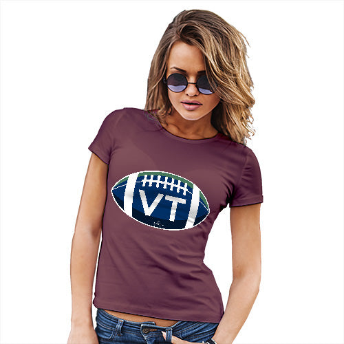 Funny Tshirts For Women VT Vermont State Football Women's T-Shirt Large Burgundy