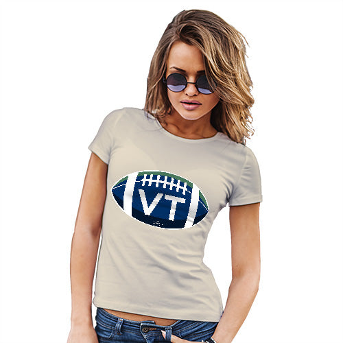 Womens Novelty T Shirt Christmas VT Vermont State Football Women's T-Shirt Large Natural
