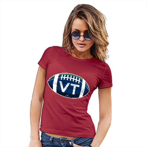 Funny T Shirts For Mom VT Vermont State Football Women's T-Shirt Medium Red