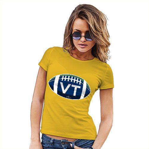 Novelty Gifts For Women VT Vermont State Football Women's T-Shirt Medium Yellow