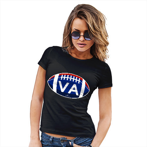 Womens T-Shirt Funny Geek Nerd Hilarious Joke VA Virginia State Football Women's T-Shirt Small Black