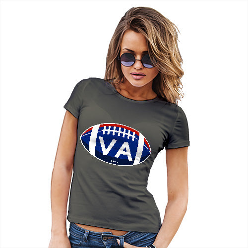 Novelty Tshirts Women VA Virginia State Football Women's T-Shirt Large Khaki