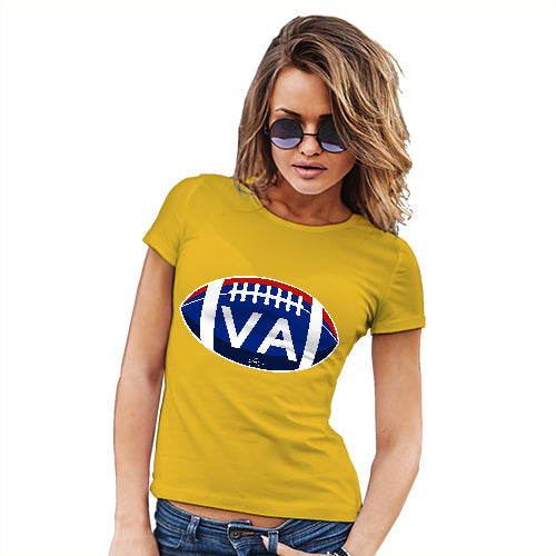 Womens Funny Sarcasm T Shirt VA Virginia State Football Women's T-Shirt Medium Yellow