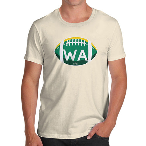 Mens Novelty T Shirt Christmas WA Washington State Football Men's T-Shirt Small Natural