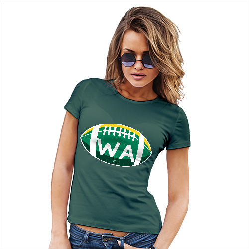Womens T-Shirt Funny Geek Nerd Hilarious Joke WA Washington State Football Women's T-Shirt X-Large Bottle Green